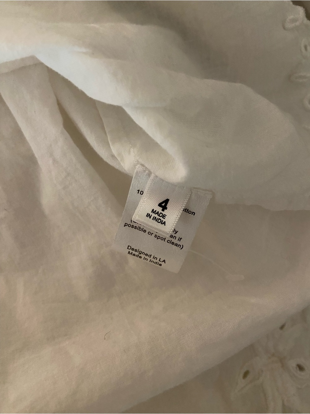 White Eyelet Ruffle Collar Blouse - Feminine Short Sleeve Top - Picture 4 of 13